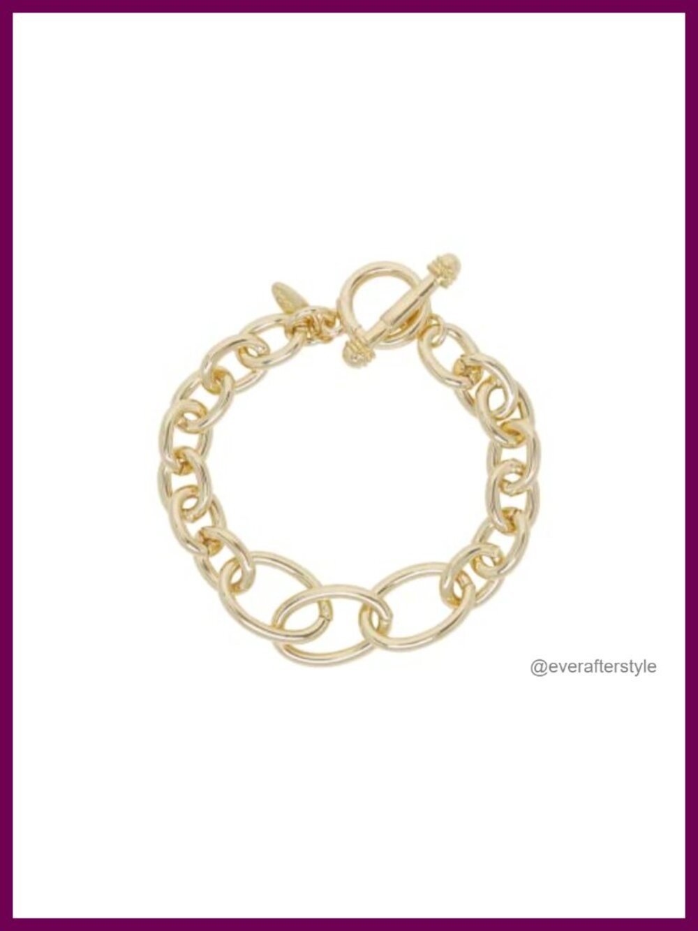 18k Gold Plated Chain Link Bracelet with Toggle 7.5 Inch